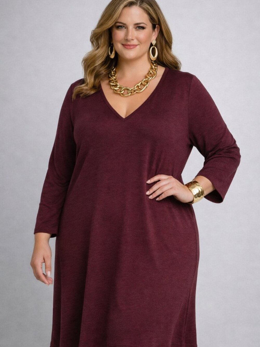 Classic knit burgundy dress 4X